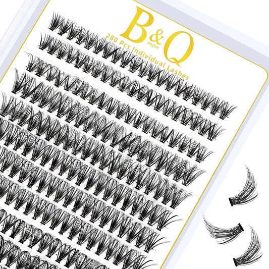 B&Qaugen Lash Clusters 30D-D-17 Individual Lashes 280 Clusters False Eyelash 10D 20D 30D 40D Lash Clusters Extensions Individual Lashes Cluster DIY Eyelash Extensions at Home (30D-D,17MM)
