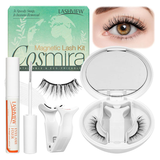LASHVIEW Upgrade Soft Magnetic Eyelashes with Applicator, Reusable Soft Magnetic Lashes Natural Look, No Glue Needed,Comfort& Convenient Portable All-in-One Box (L01)