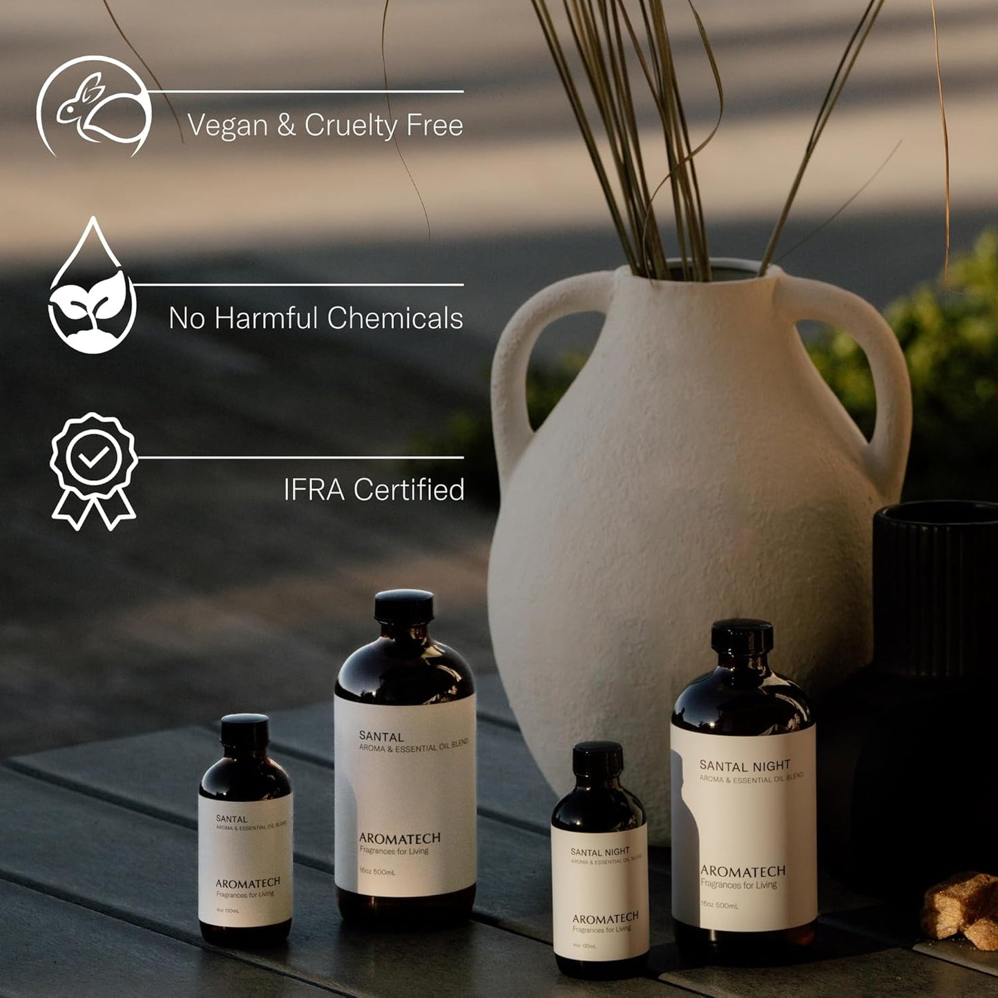 AromaTech Palo Santo & Amber Premium Aroma Oil – Grounding & Inspiring Home Fragrance with Notes of Clary Sage & Lavandin for Scent Diffusers, Cold-Air and UltraSonic Scent Machines – 60 mL