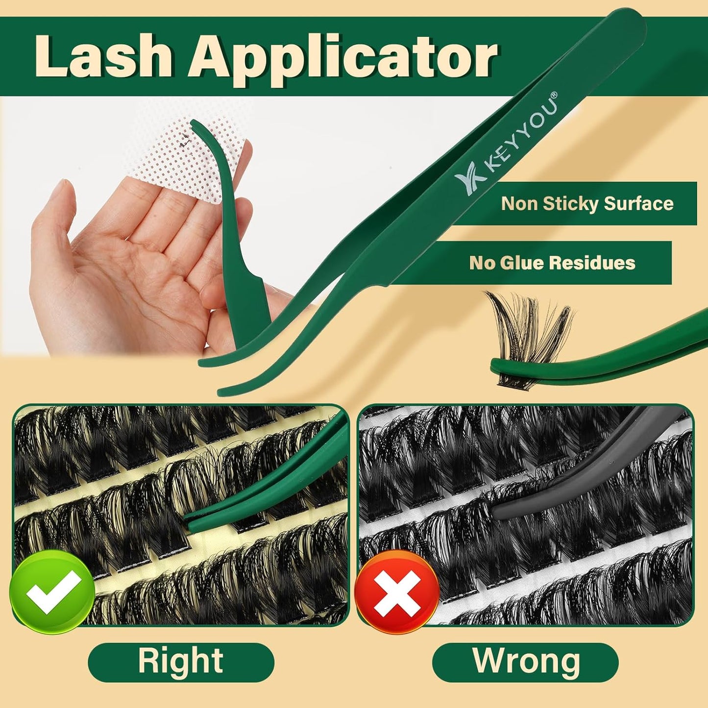 KEYYOU DIY Lash Extension Kit - 280pcs Soft Clusters - 100D Curl - Easy to Apply with Bond, Seal & Remover - At Home