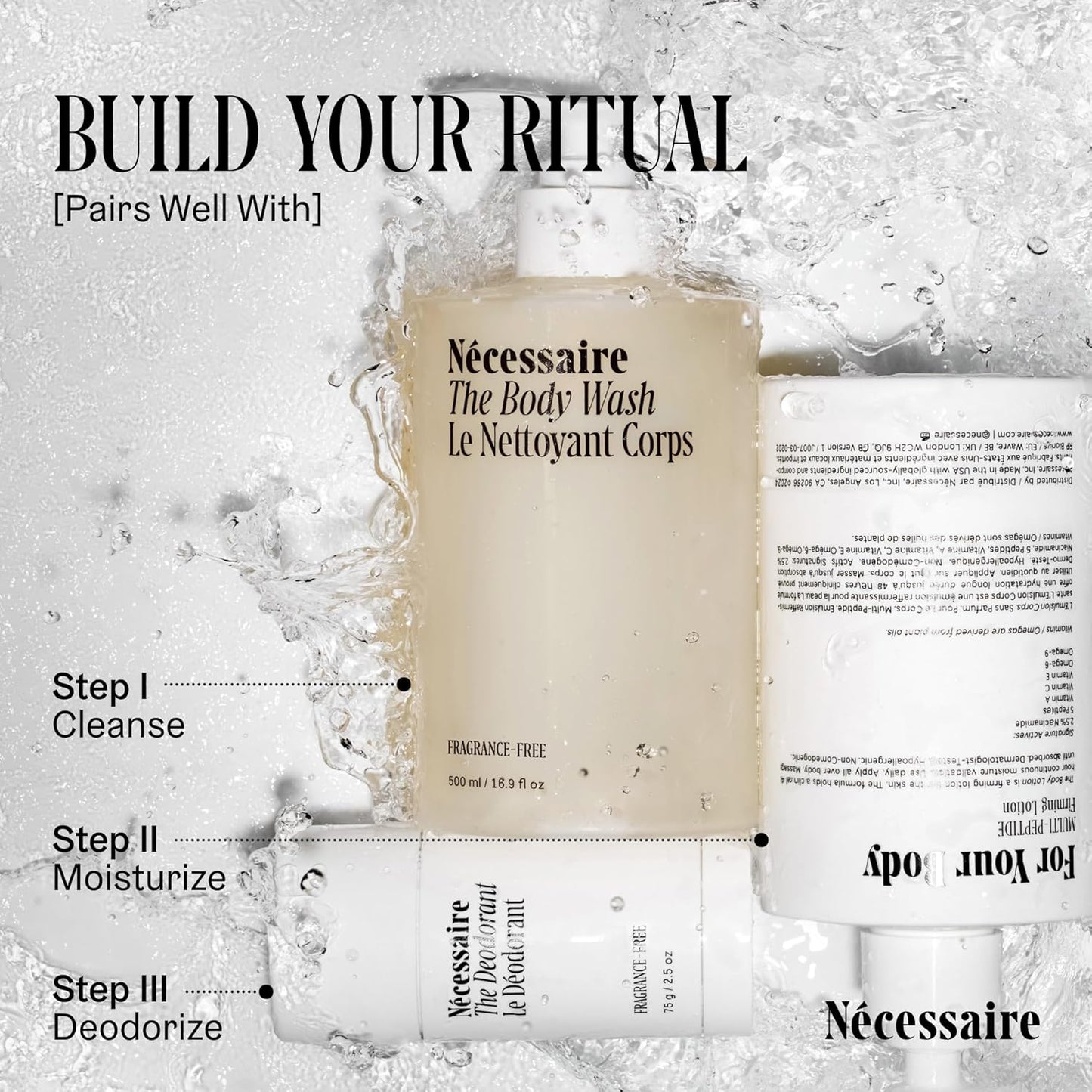 Nécessaire The Body Wash Fragrance-Free. Natural Body Wash for Women + Men. Barrier Cleanse. Multi-Ceramide Gel Cleanser, 16.9 Fl Oz.