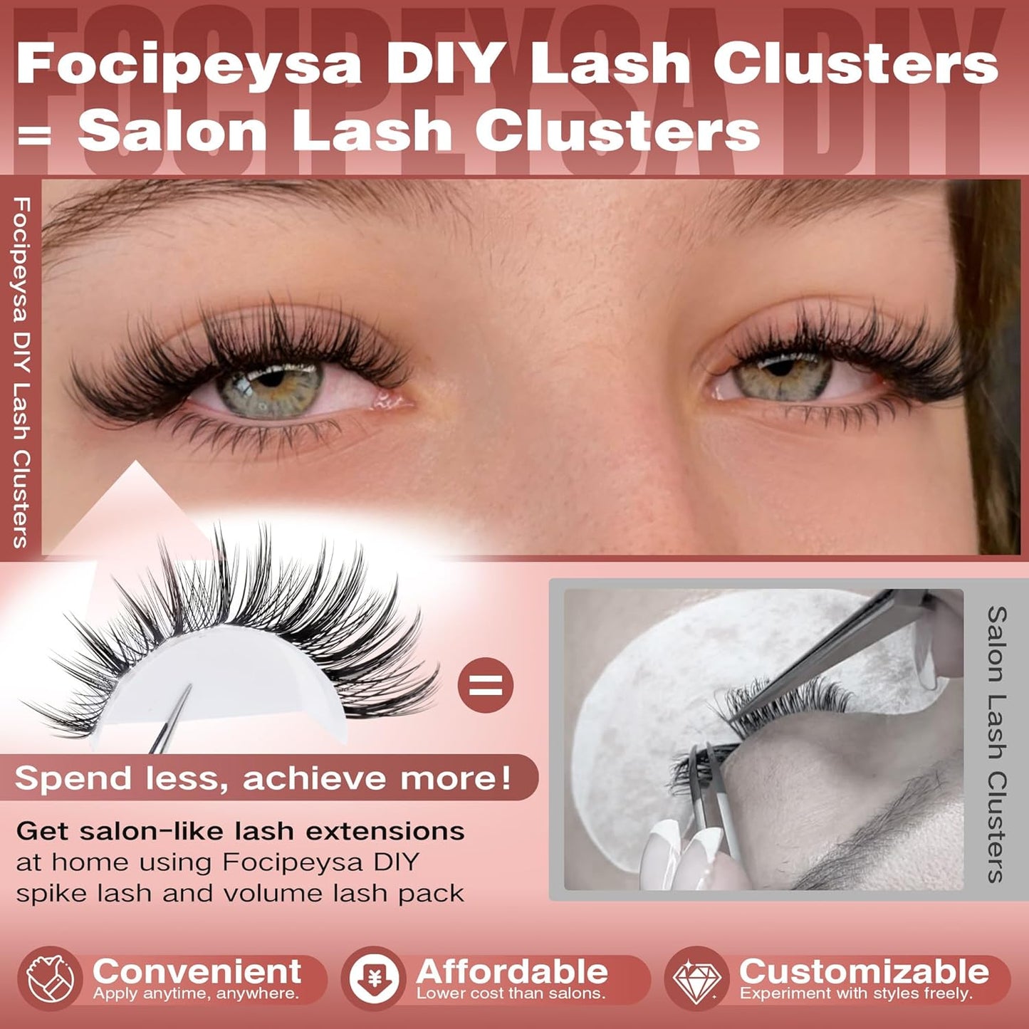 Focipeysa Wispy Lash Clusters Kit Spikes Eyelash Clusters Kit Manga Eyelash Extensions Kit with Bottom Lashes Individual Lashes Extensions Kit with Lash Bond and Seal Lash Tweezers