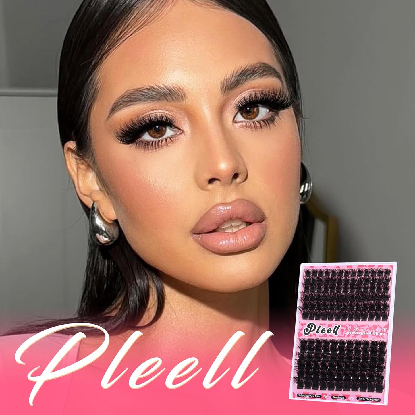 200D+300D Lash Clusters Volume Thick Individual Lashes Fluffy Cluster Eyelash Extensions 10-20MM D Curly Eyelashes Clusters Dramatic Lash Extension Faux Mink Mega Eyelash Clusters by Pleell