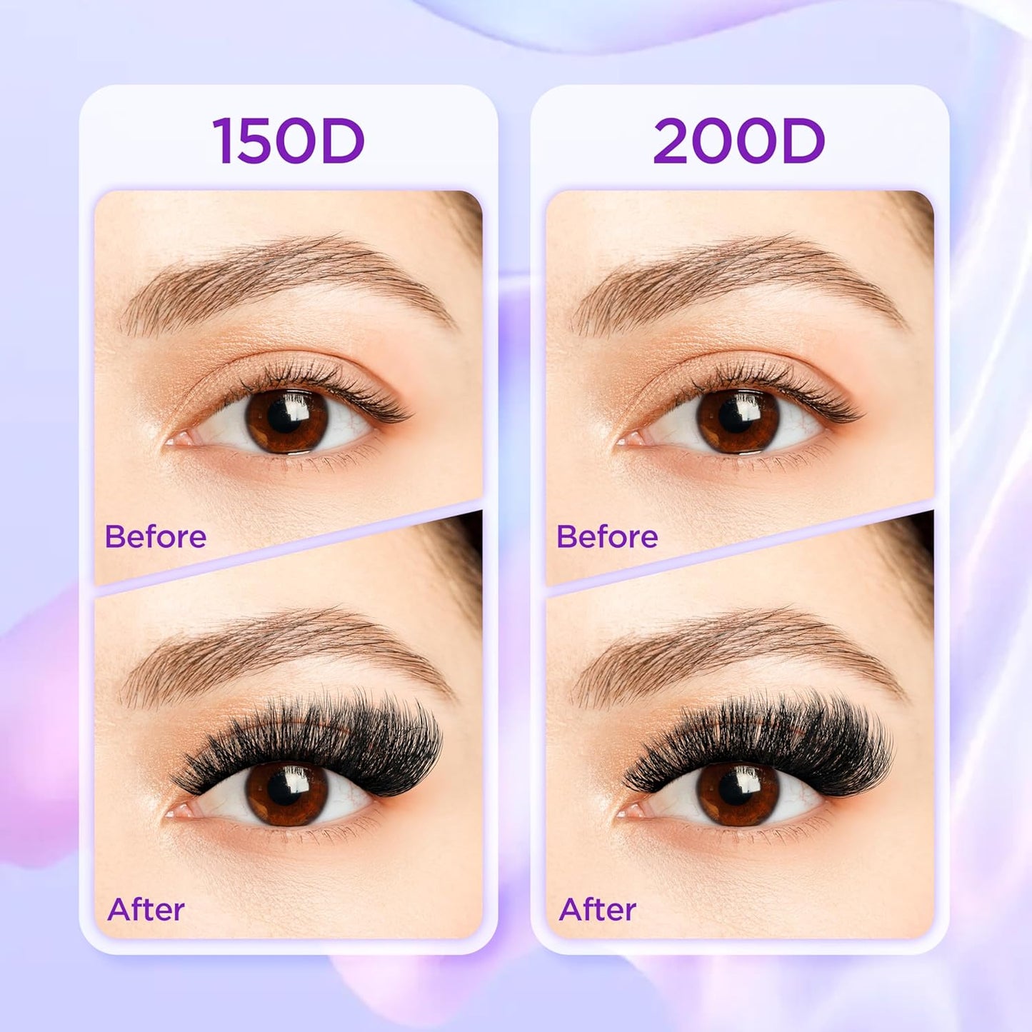 Lash Extension Kit DIY Lash Clusters Kit Eyelash Extensions Individual Lashes Extensions with (Bond,Seal,Tweezers,240Pcs,150D+200D, 0.07D,10-18)