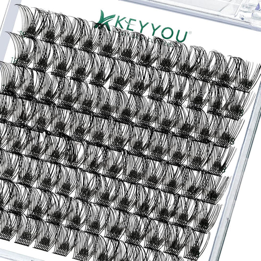 Lash Clusters,96 Pcs Cluster Lashes Y13 D Curl 12mm DIY Lash Extensions Eyelash Clusters,KEYYOU Volume Wispy Individual Lashes Soft&Comfortable Easy DIY at Home(Y13,D-12mm)