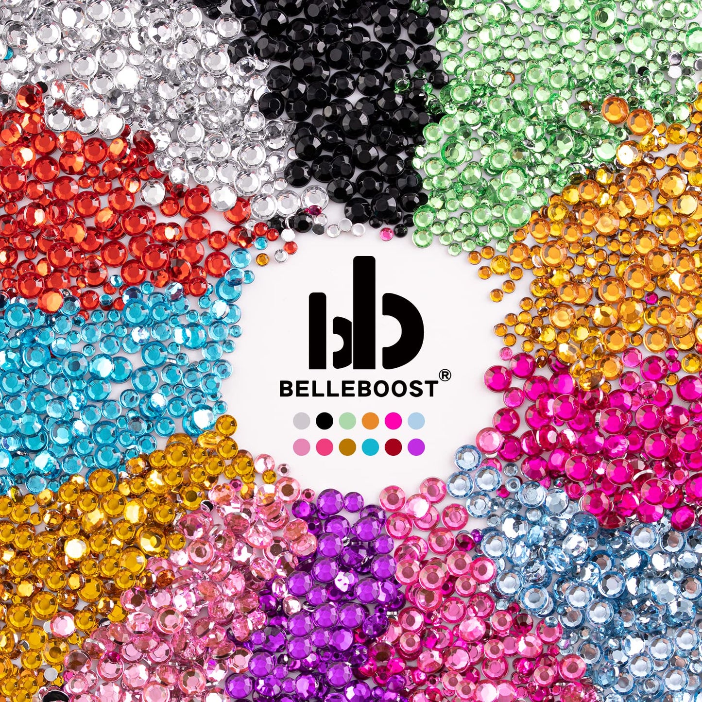 Two Packs of Flatback Rhinestones 4520 Pcs Colorful Nail Art Rhinestones Flatback Crystal Colorful+Lake Blue Rhinestone with Picker Pencil and Tweezer for Nail Art and Decoration