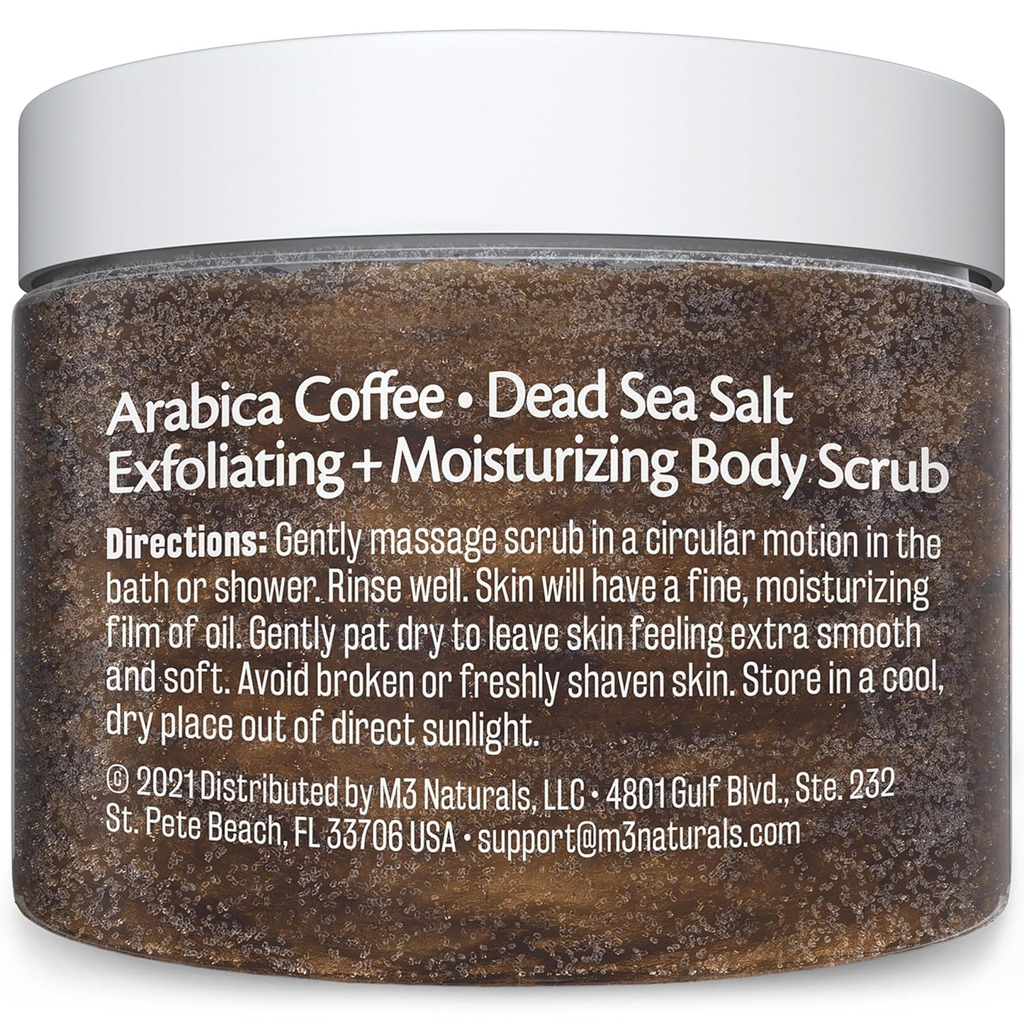 Arabica Coffee Scrub for Hands, Feet, and Body, Exfoliating Scrub with Collagen and Stem Cells, Face Cleanser for Cellulite, Fine Lines, and Stretch Marks, 12oz (1 Pack) by M3 Naturals
