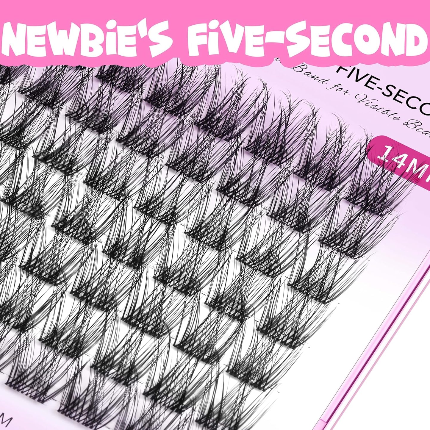 VEYESBEAUTY Lash Clusters Individual Eyelash Extensions Thin & Invisible Band DIY False Eyelashes for Self-application Newbie's Five-Second Series Wispy Lash Tray, LuxeBold 16mm Single Length