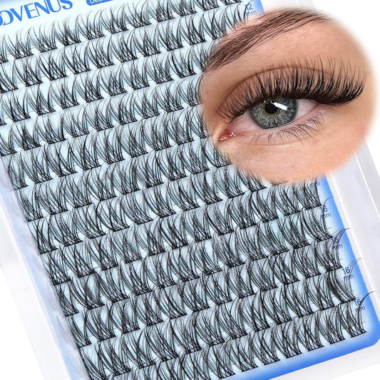 Wispy Lash Clusters 10-16mm Lashes Clusters Eyelash Extensions Natural Individual Lashes 144pcs D Curl Lash Extension DIY Soft Comfortable Eyelash Clusters with Cotton Band