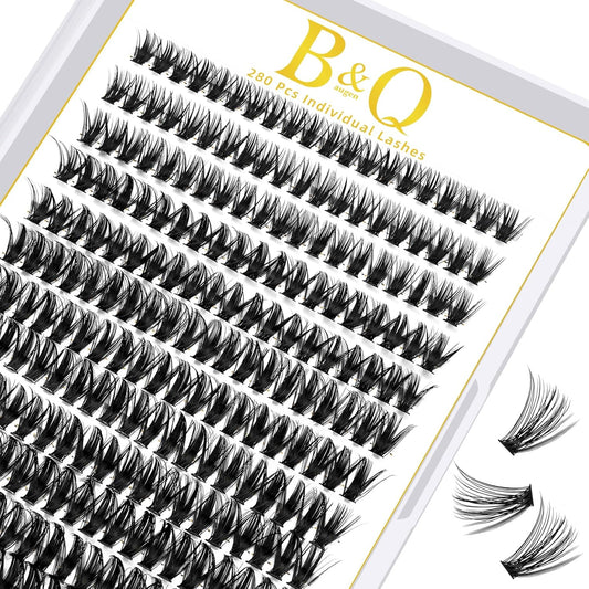 B&Qaugen Lash Clusters 50D-D-14mm Individual Lashes 280 Clusters False Eyelash 30D 40D 50D Lash Clusters Extensions Individual Lashes Cluster DIY Eyelash Extensions at Home (50D-D,14mm)