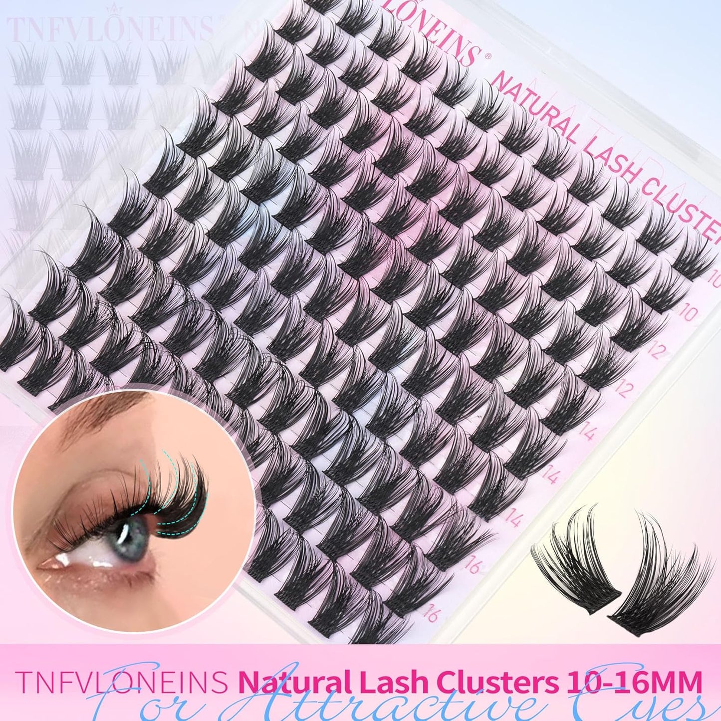 TNFVLONEINS Eyelash Clusters Wispy Cluster Eyelash Extensions Natural Lash Clusters C Curl Individual Lashes Fluffy Eye Lash Clusters Soft Lash Extension Fake Eyelashes
