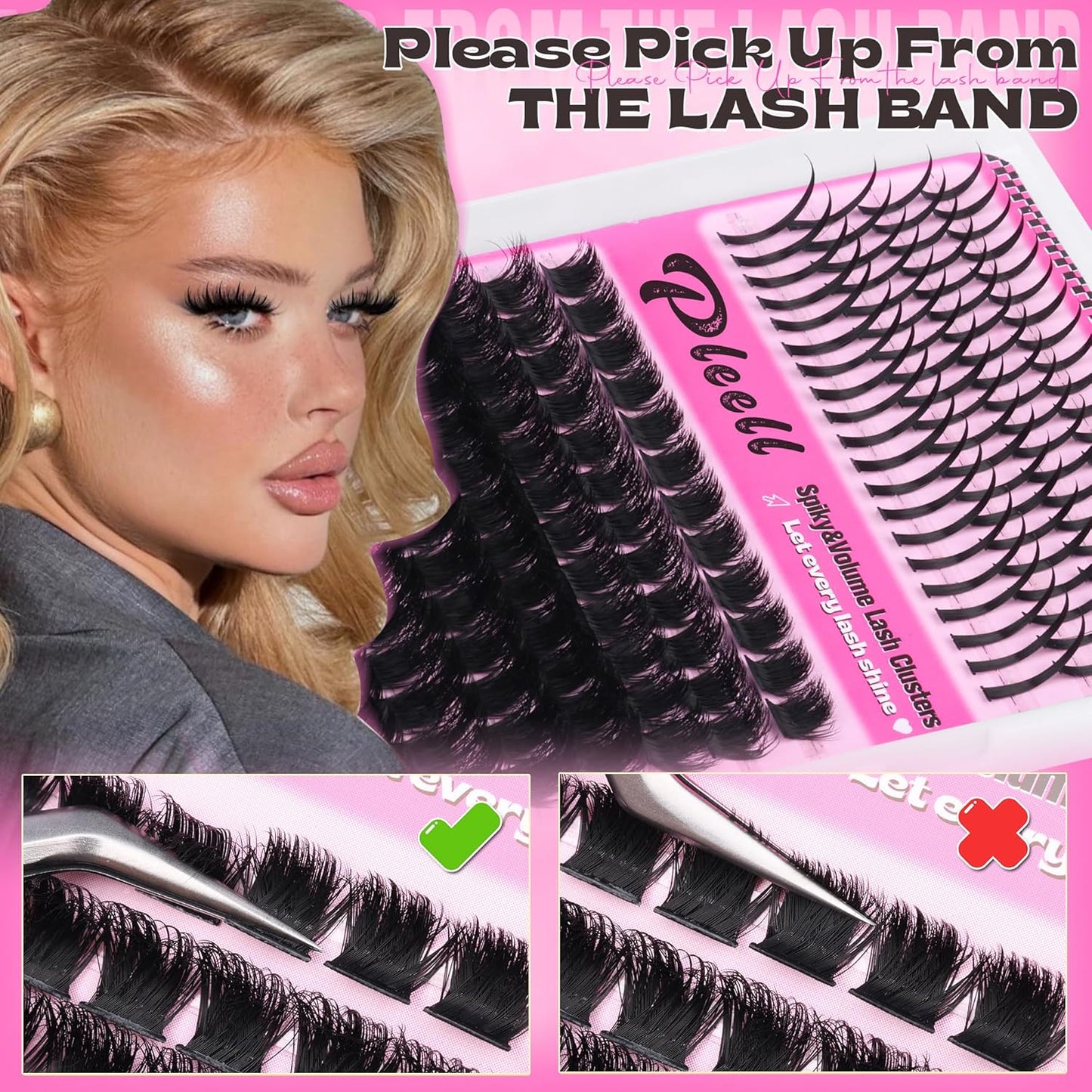 200D Lash Clusters with Spikes Thick Eyelash Clusters Volume Cluster Eyelash Extensions Lash Spikes D Curly Individual Lashes Long Spiky Lash Extension Mega Eyelashes Clusters by Pleell