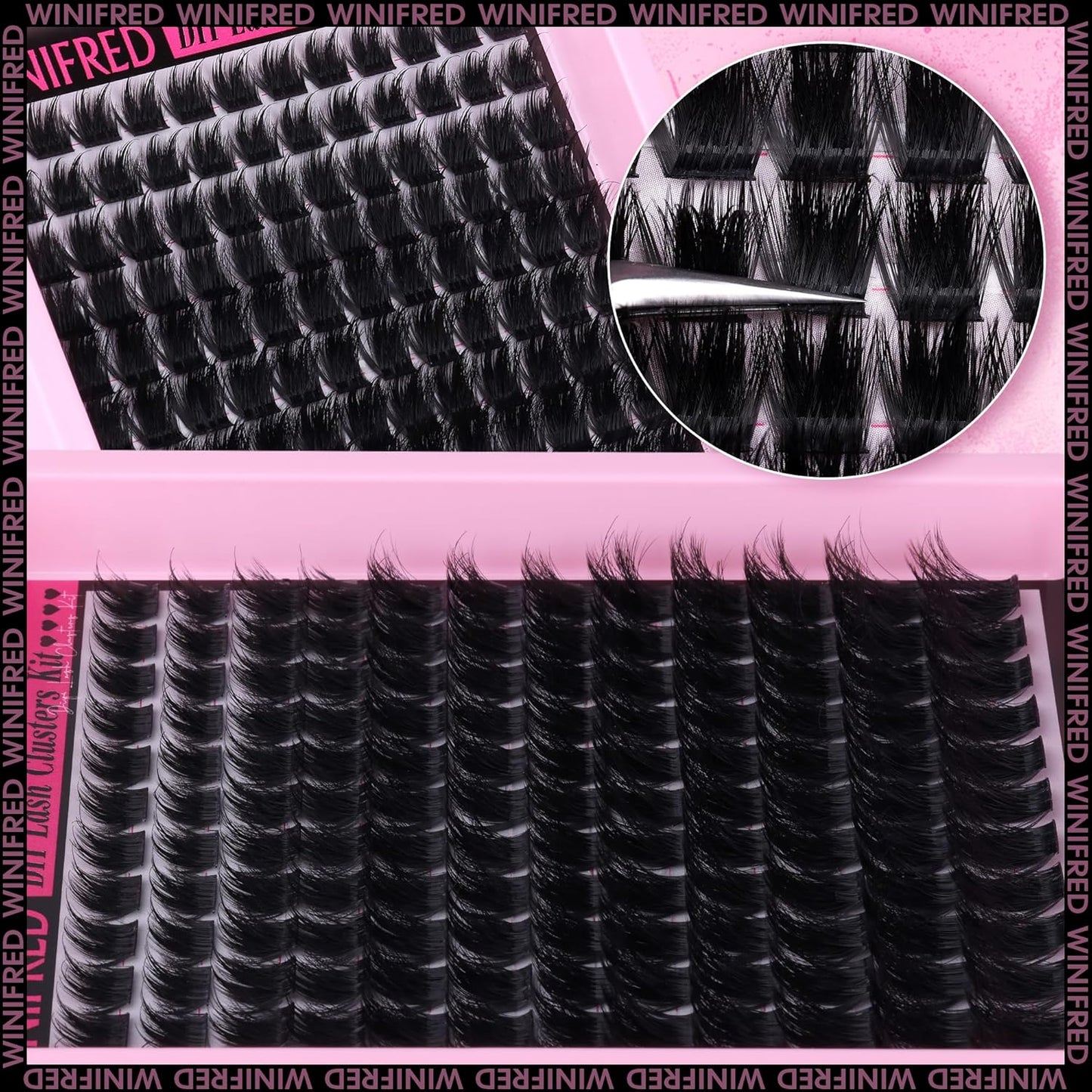 Winifred Lash Clusters Kit Fluffy Lash Extension Kit Fairy Wispy Eyelash Clusters Thick Volume Cluster Eyelash Extensions 10-18mm Lash Clusters with Spikes Lash Kit with Lash Bond and Seal