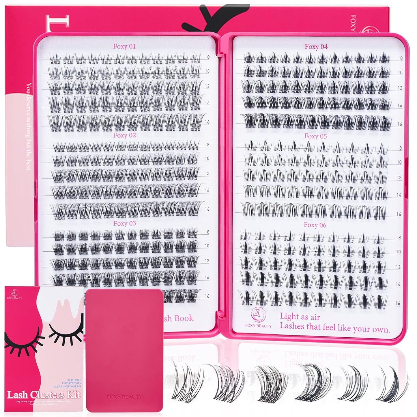 Lash Clusters - Lash Clusters Kit Mix Manga Lash Clusters 0.07D Lashes Clusters Anime Lashes Ultra-Thin Invisible Band 0.05mm DIY at Home No Lash Glue Included