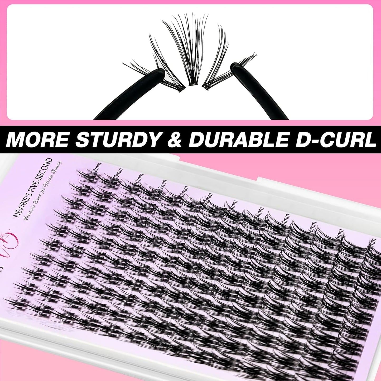 VEYESBEAUTY Lash Clusters Kit Eyelash Extensions Thin & Invisible Band Individual False Eyelashes Newbie's Five-Second Series Wispy Lash Tray for Self-application, Camellia Lashes 8-18mm Mixed Length