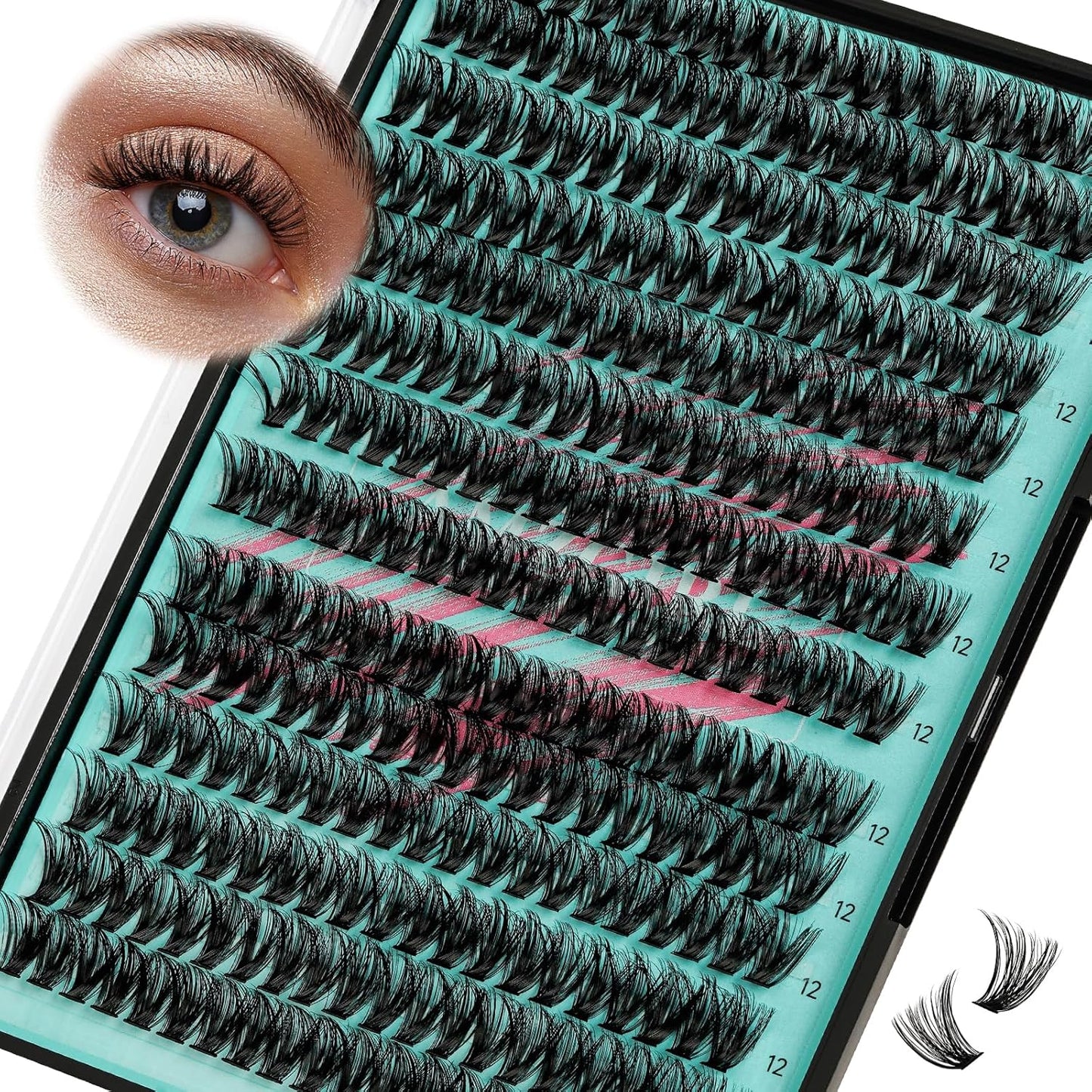 Lash Clusters Wispy 280PCS Eyelash Extension 50D Cluster Lashes Individual Lashes DIY Lash Extension Natural Look Cluster Eyelash Extensions Soft False Eyelashes at Home for Beginners(12mm)