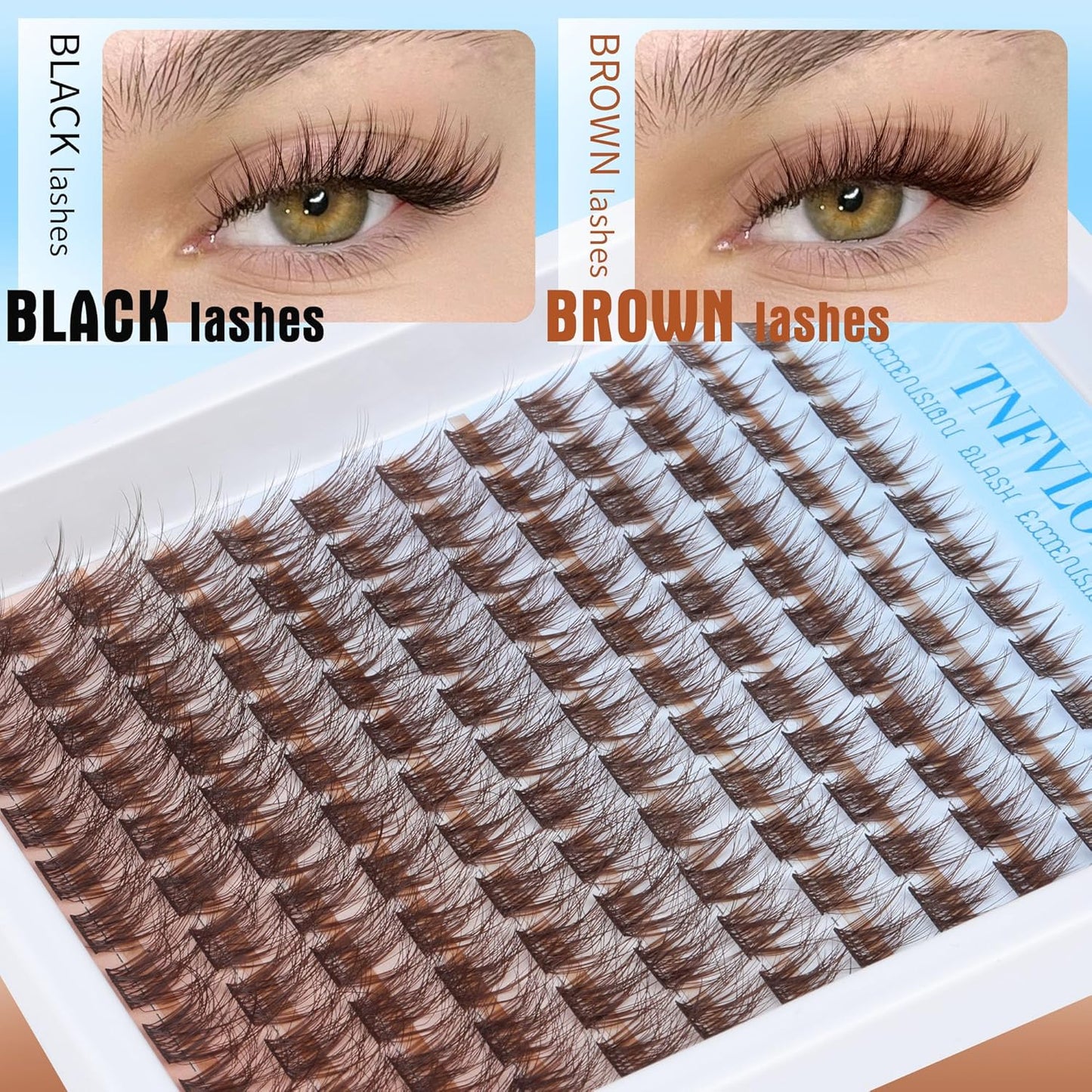 Brown Lash Clusters Kit Natural Eyelash Clusters Fluffy Lash Extension Kit Wispy Eyelash Extension Kit Matte Brown Cluster Eyelash Extensions 8-16mm Individual Lashes Clusters by TNFVLONEINS